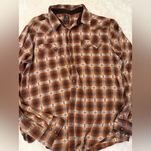 Spirit Orange and Brown Plaid Shirt sze XL